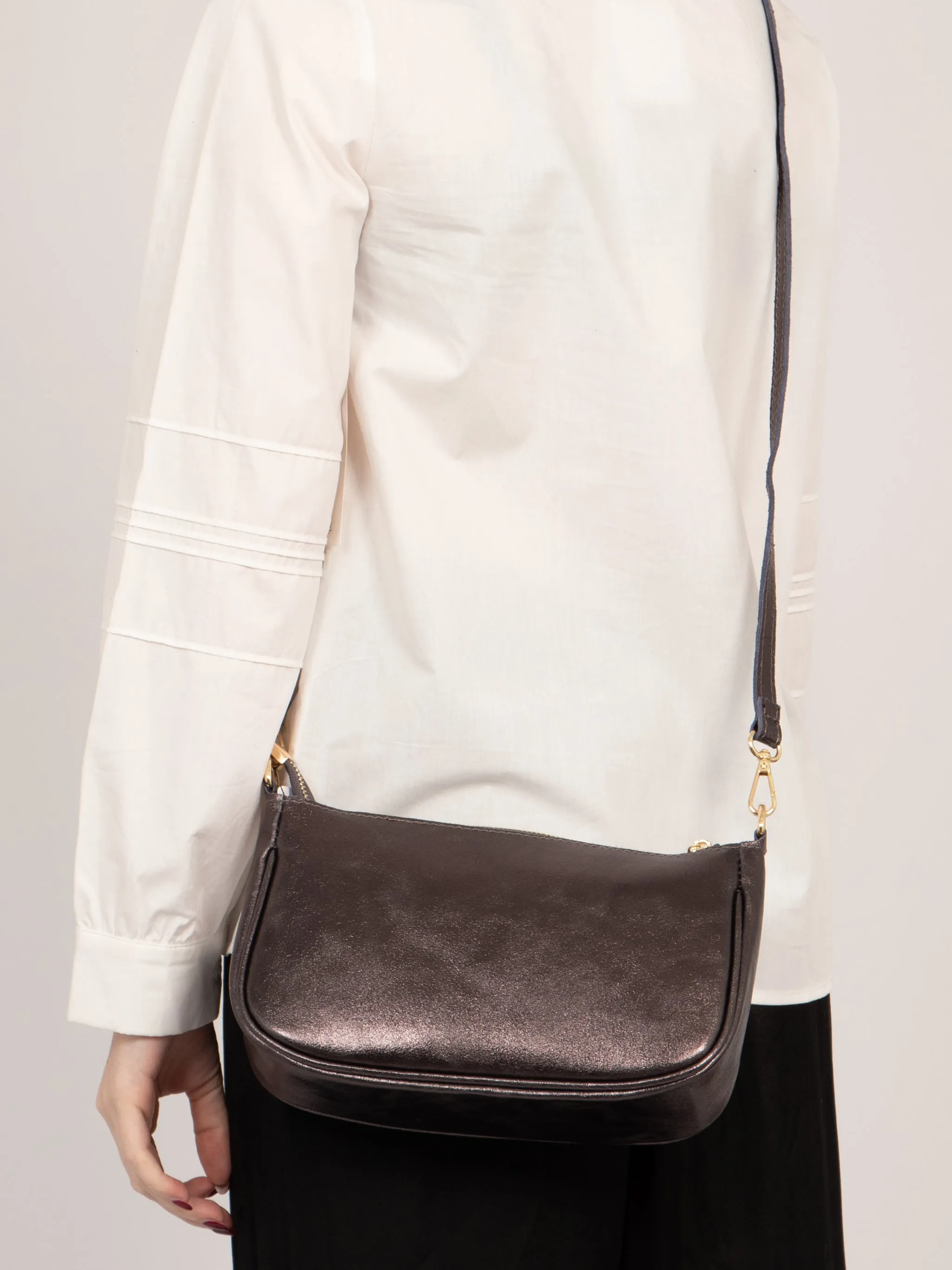 Chloe Baguette Bag - Gun Metal, Metallic