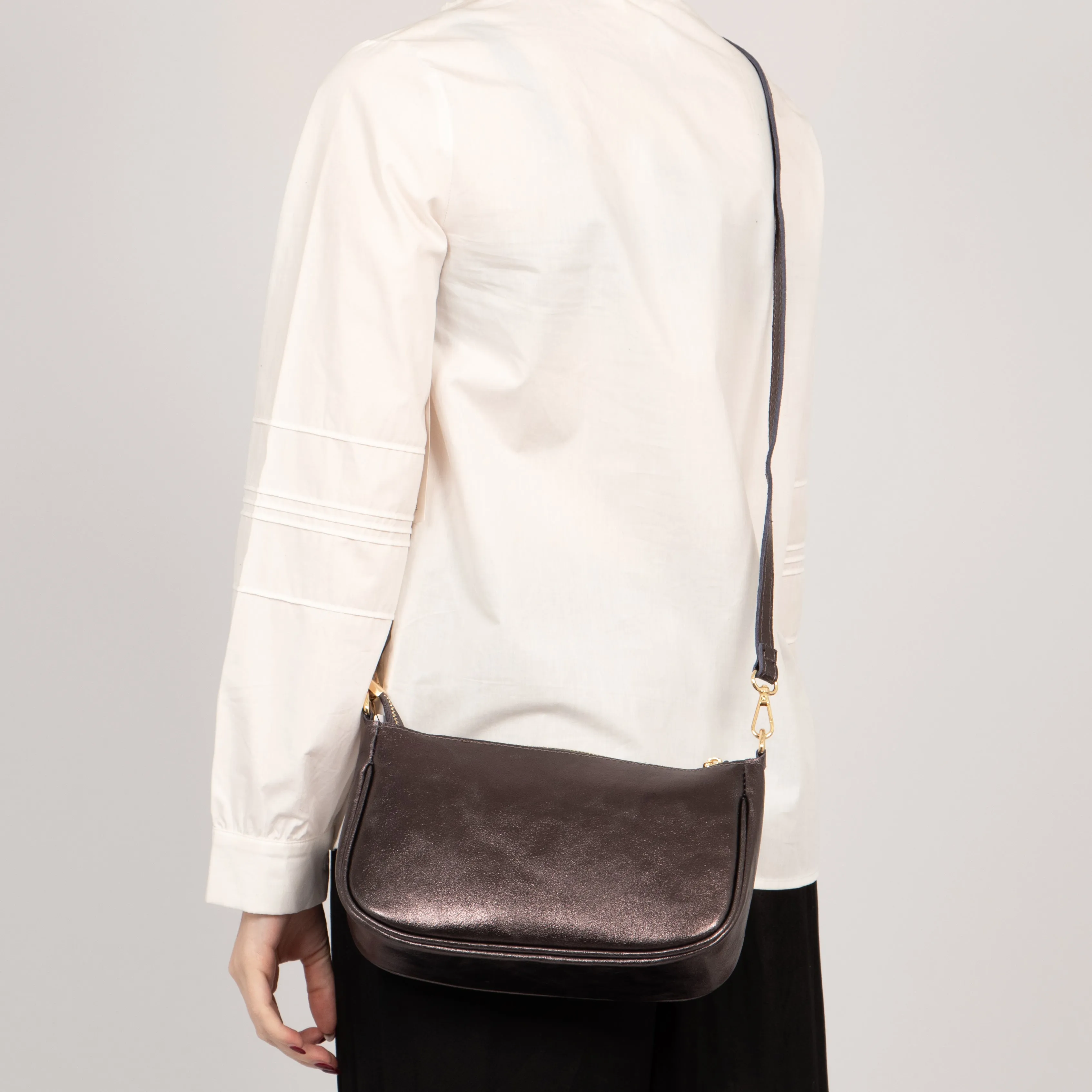 Chloe Baguette Bag - Gun Metal, Metallic