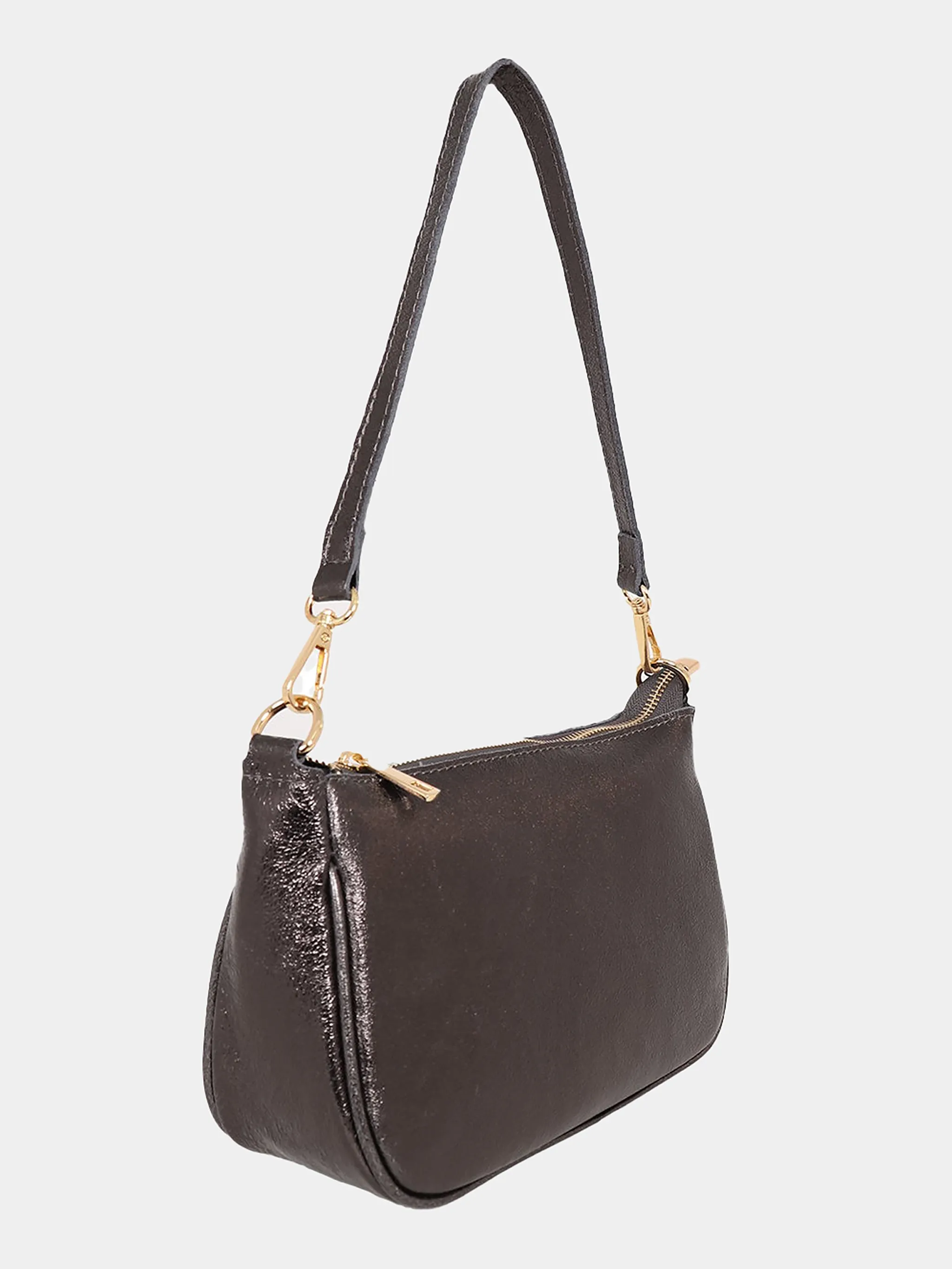 Chloe Baguette Bag - Gun Metal, Metallic