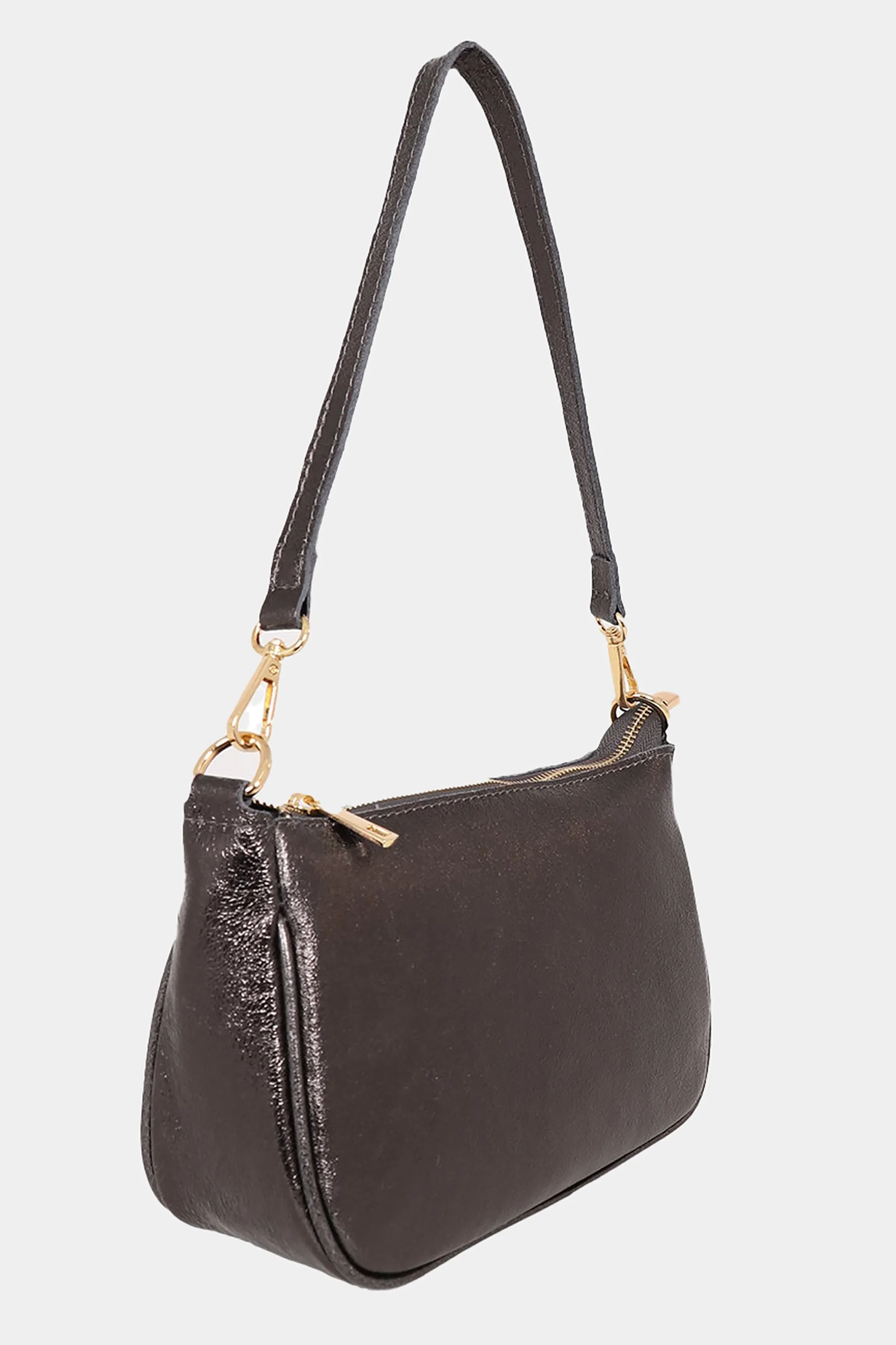 Chloe Baguette Bag - Gun Metal, Metallic