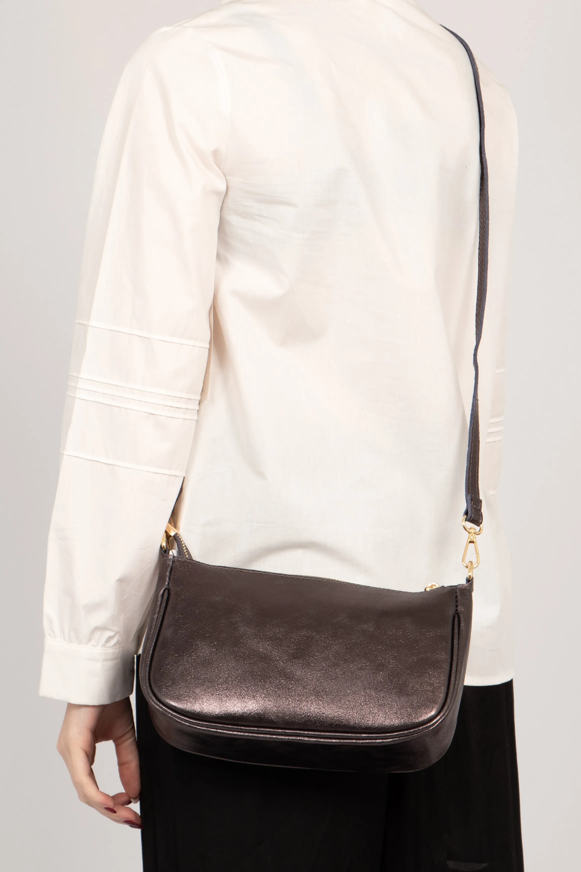 Chloe Baguette Bag - Gun Metal, Metallic