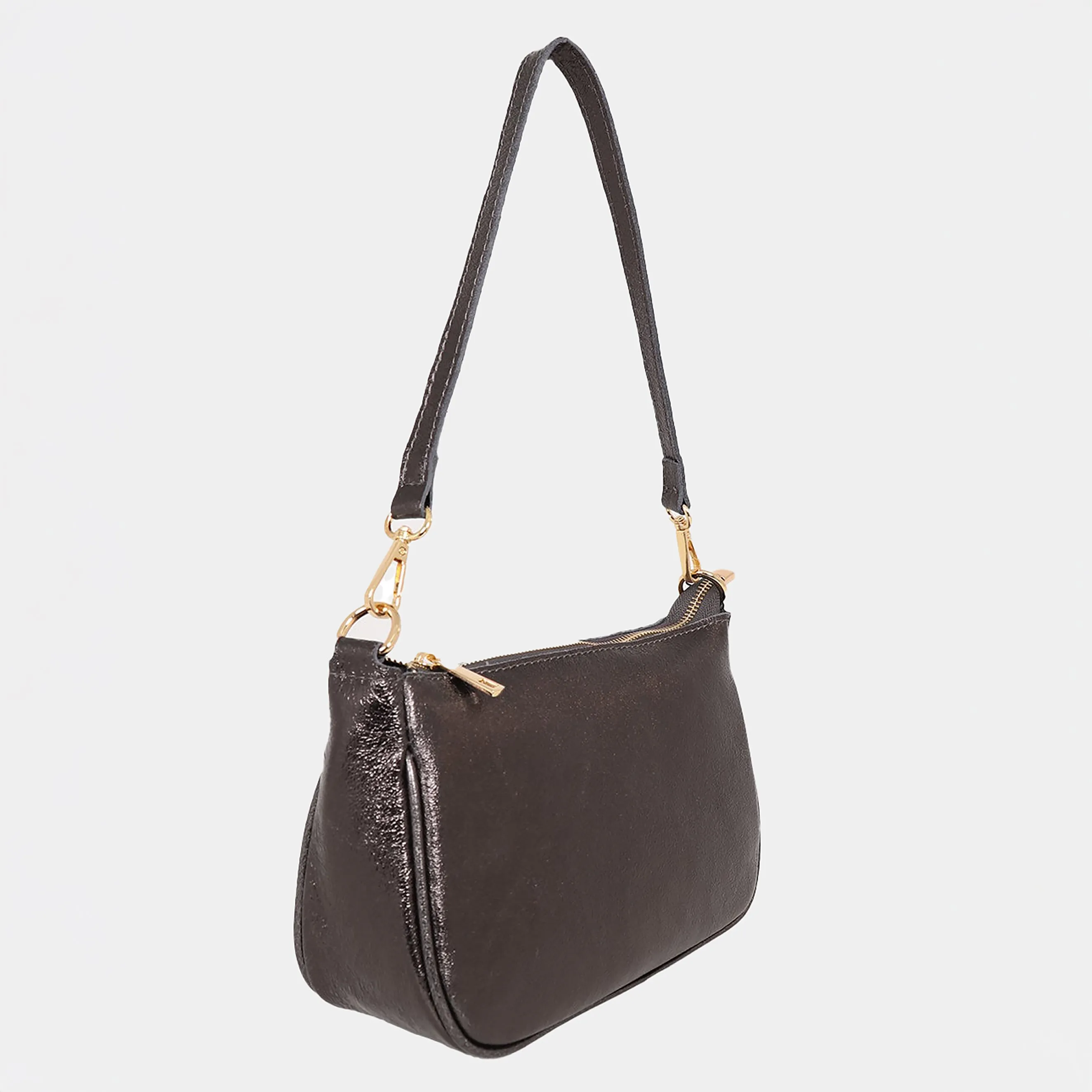 Chloe Baguette Bag - Gun Metal, Metallic