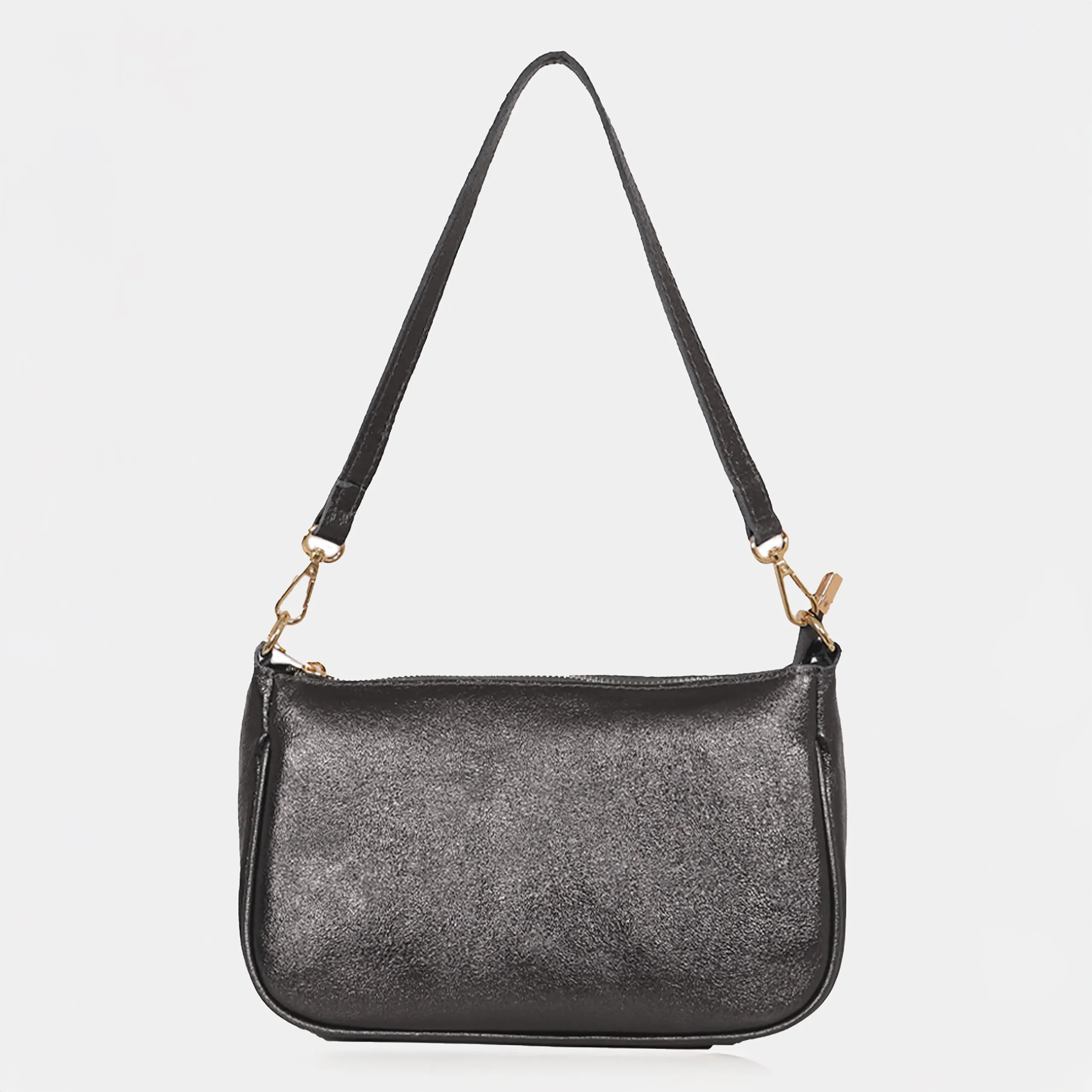 Chloe Baguette Bag - Gun Metal, Metallic