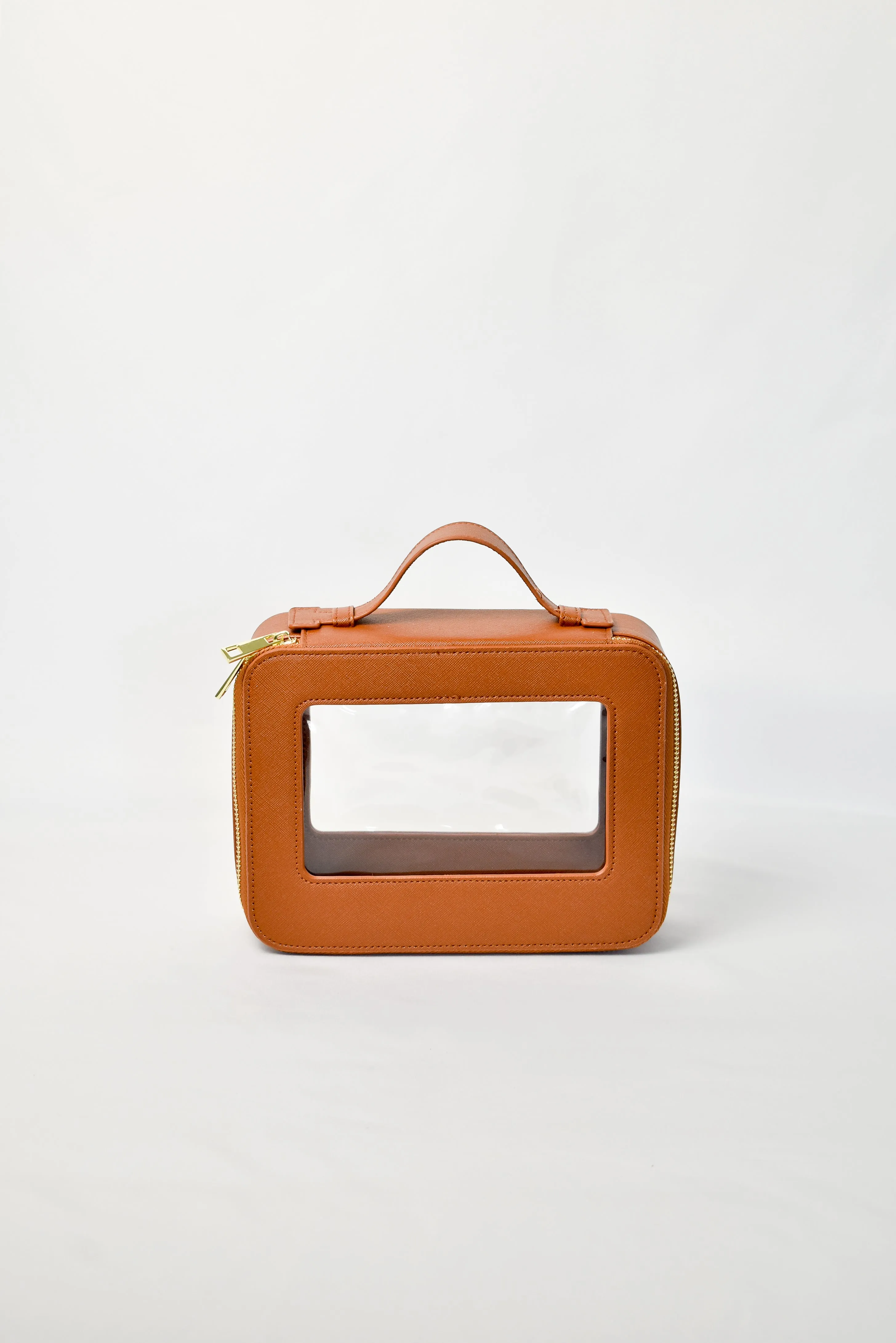 Clear Cosmetic Carry Case  - Tan