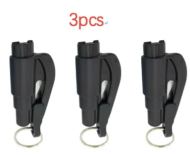 Color: Black 3pcs - 3 in 1 Emergency Mini Hammer Safety Auto Car
