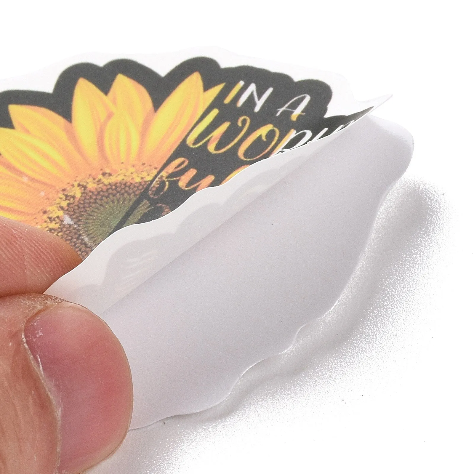 Craspire 50Pcs Cartoon Sunflower Paper Sticker Label Set, Adhesive Label Stickers, for Suitcase & Skateboard & Refigerator Decor, Sandy Brown, 37~70x35~65x0.3mm, 5bags/set