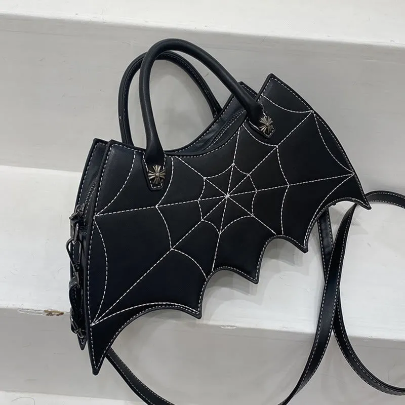 Crossbody Bag For Halloween Outfit Creative Bat Pattern Leather Bag