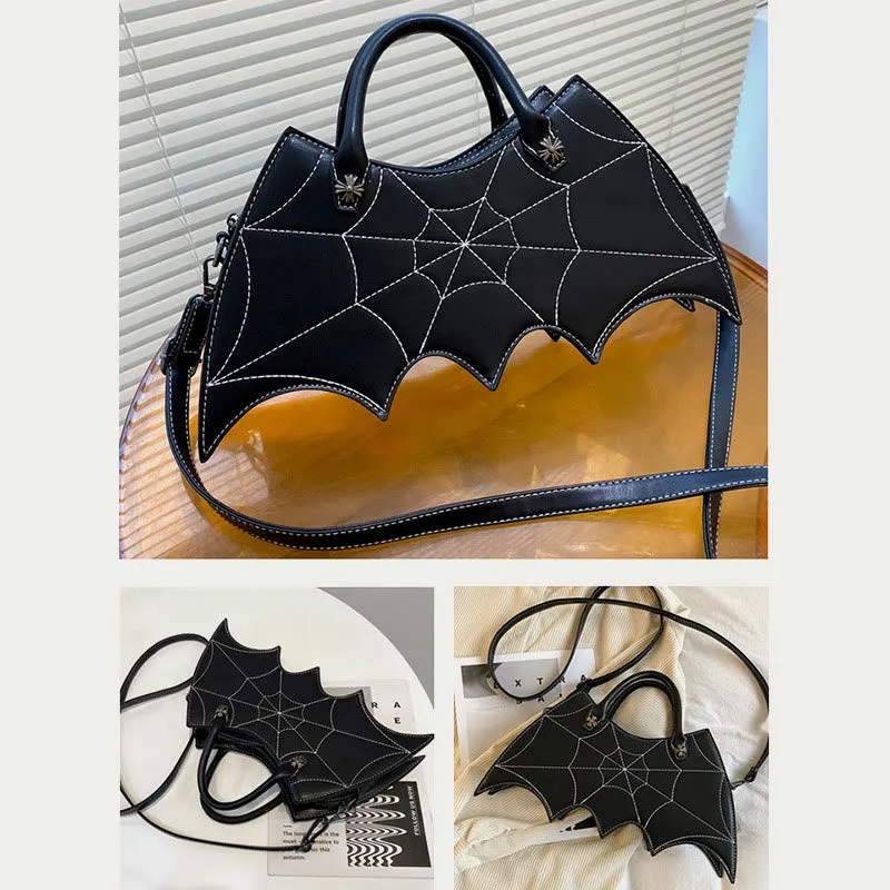 Crossbody Bag For Halloween Outfit Creative Bat Pattern Leather Bag