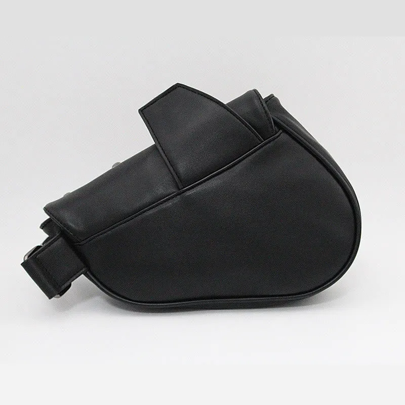 Crossbody Bag For Men Half Round Shape Leather Saddle Bag