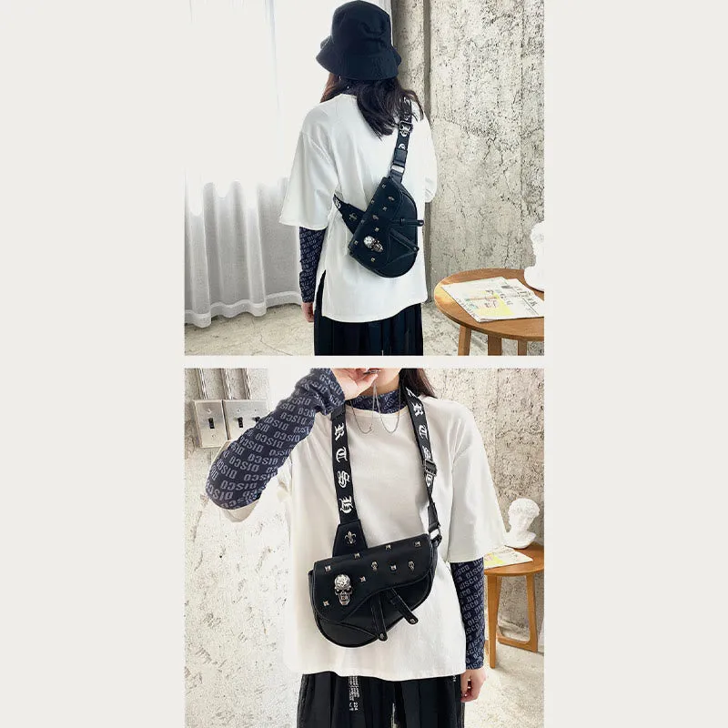 Crossbody Bag For Men Half Round Shape Leather Saddle Bag