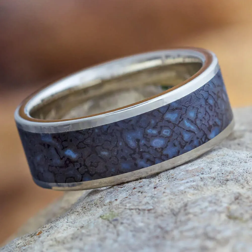 Custom Dinosaur Bone Ring in Polished 14K White Gold
