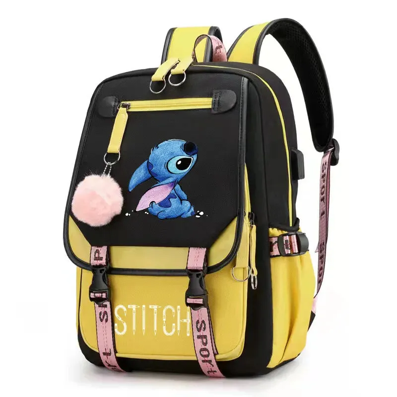 Disney Stitch USB Charging Backpack for Teens & Adults - School and Laptop Bag