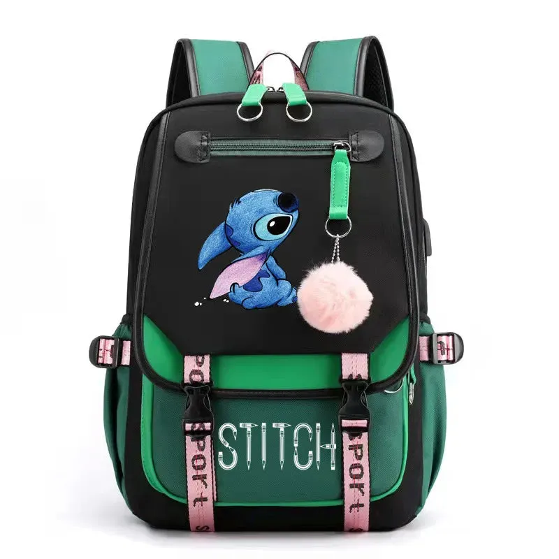 Disney Stitch USB Charging Backpack for Teens & Adults - School and Laptop Bag