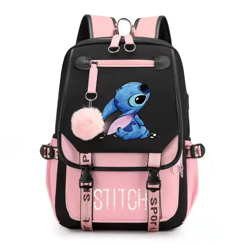 Disney Stitch USB Charging Backpack for Teens & Adults - School and Laptop Bag