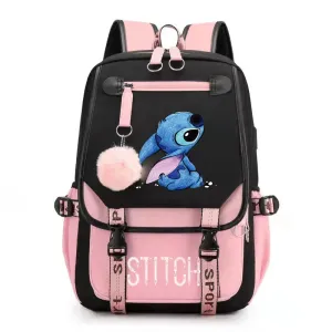 Disney Stitch USB Charging Backpack for Teens & Adults - School and Laptop Bag