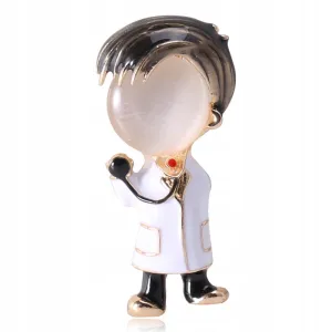 Doctor with stethoscope brooch