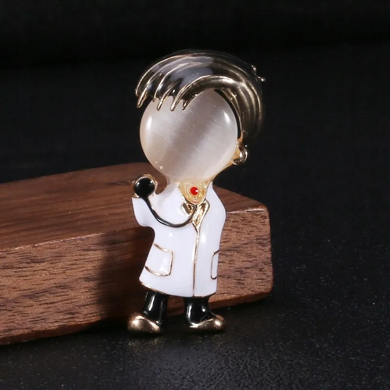 Doctor with stethoscope brooch