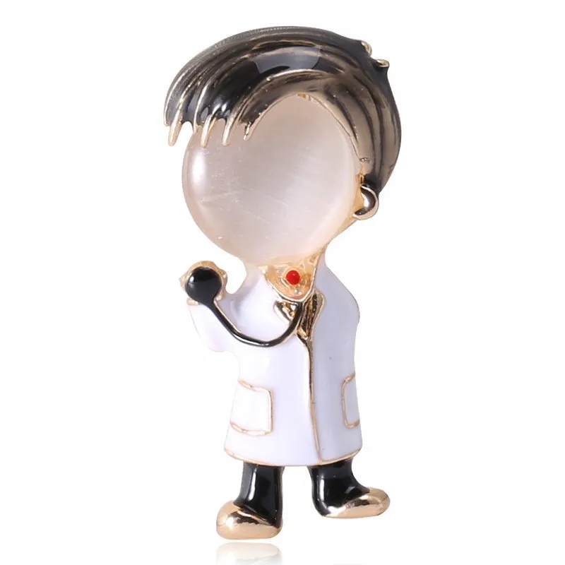 Doctor with stethoscope brooch