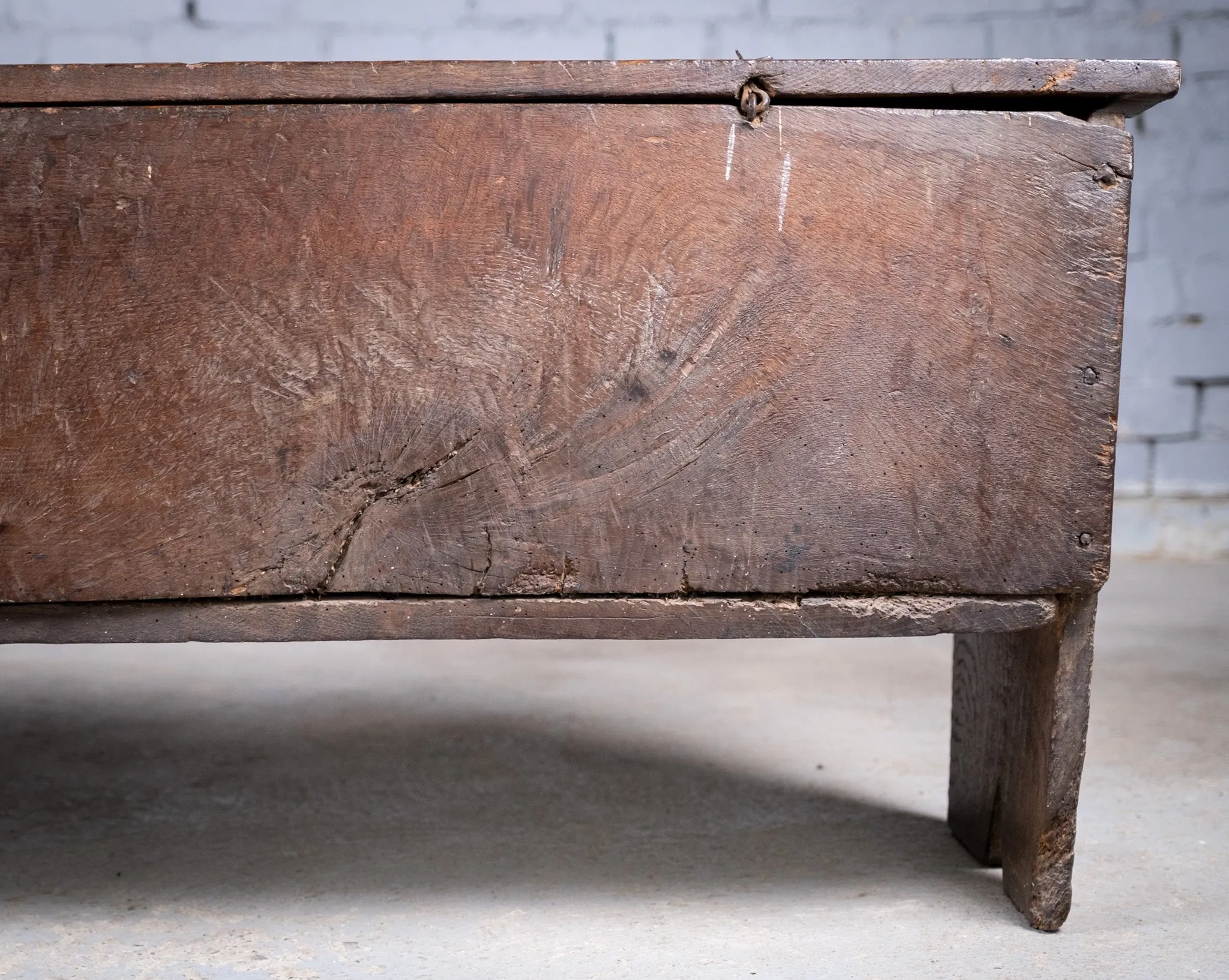 Early 17th Century Oak Six Plank Narrow Chest / Coffer