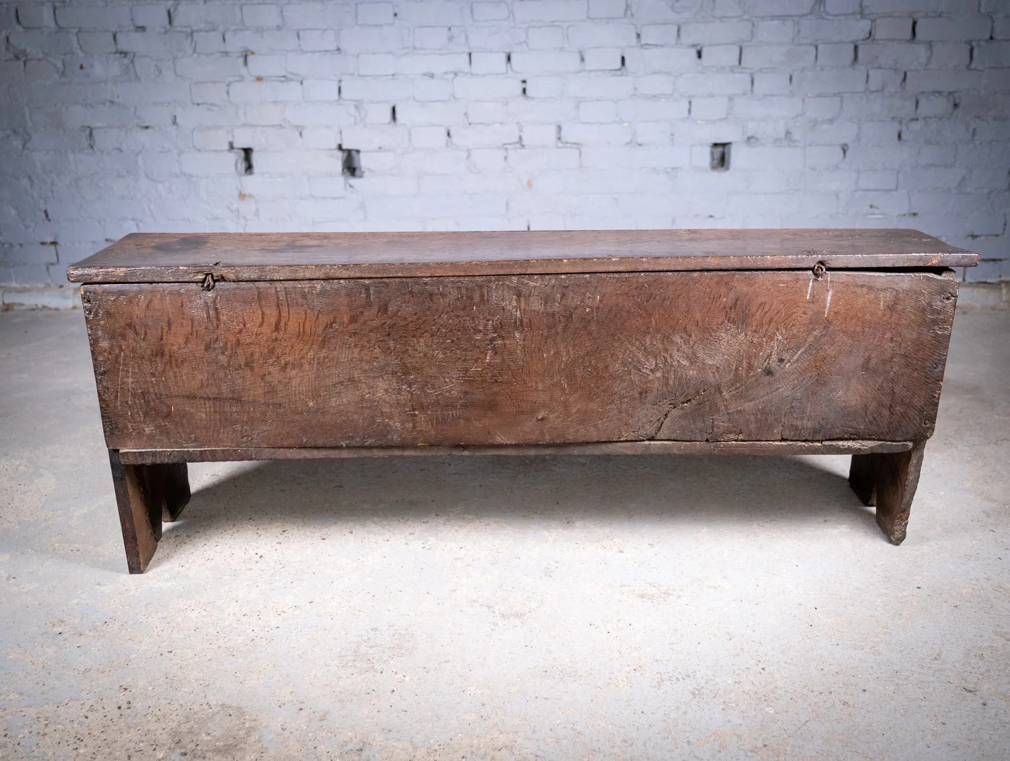 Early 17th Century Oak Six Plank Narrow Chest / Coffer