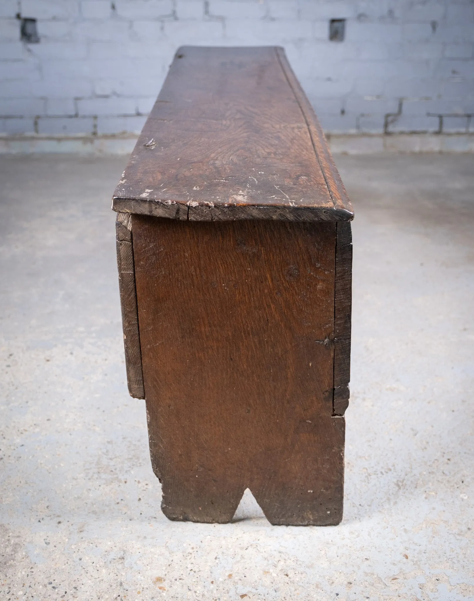 Early 17th Century Oak Six Plank Narrow Chest / Coffer