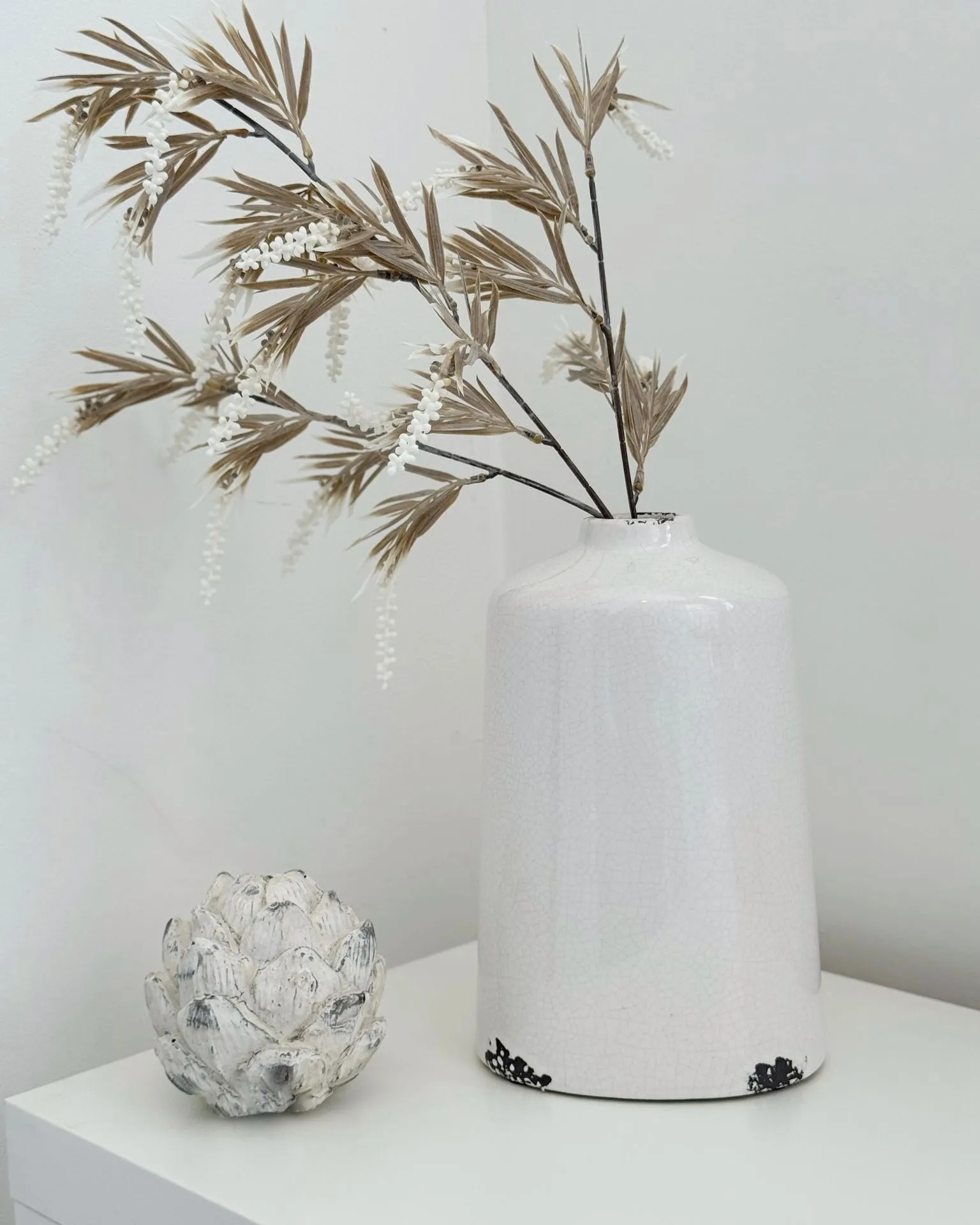 Faux Foliage - Beige And Ivory Branch Stem