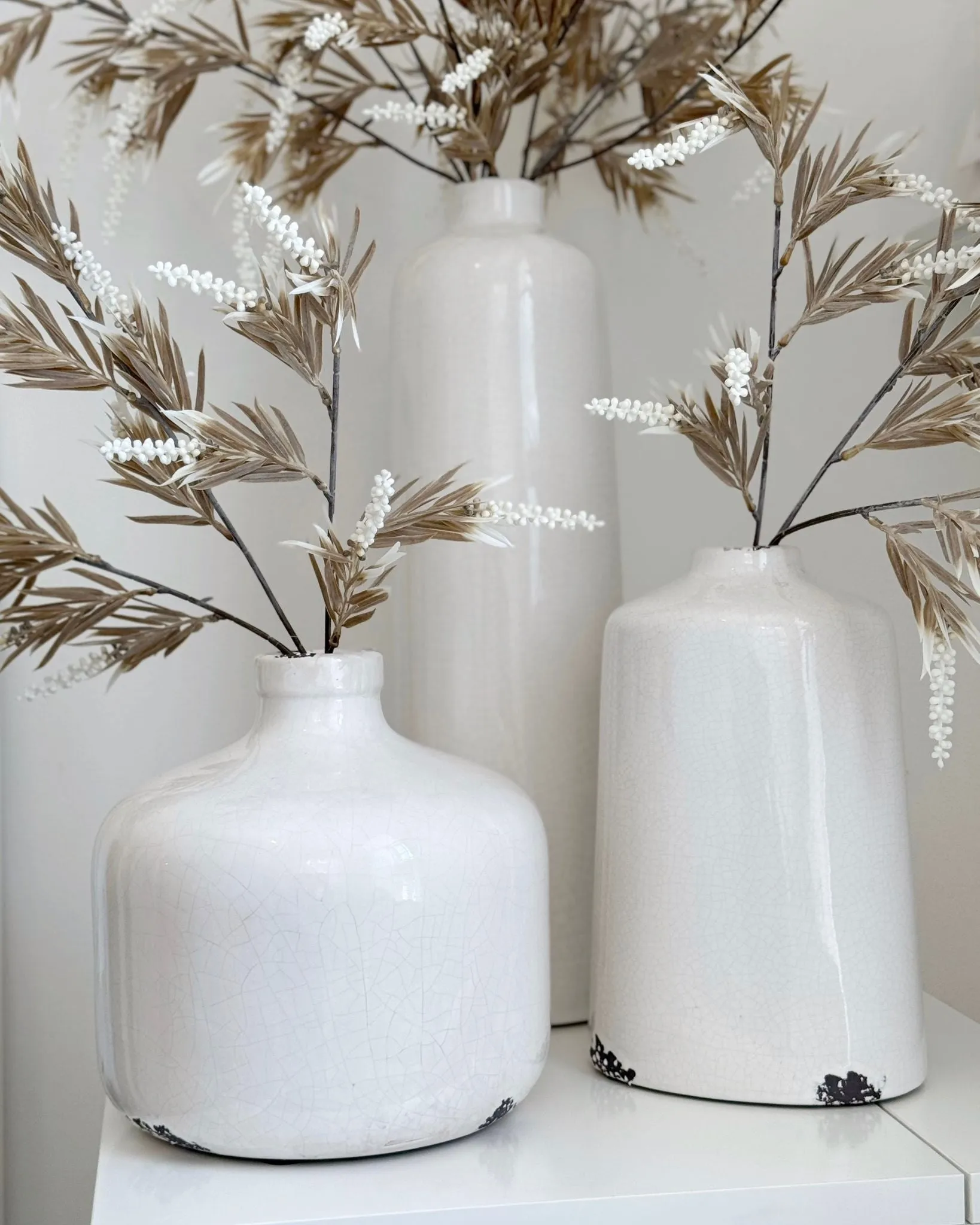 Faux Foliage - Beige And Ivory Branch Stem