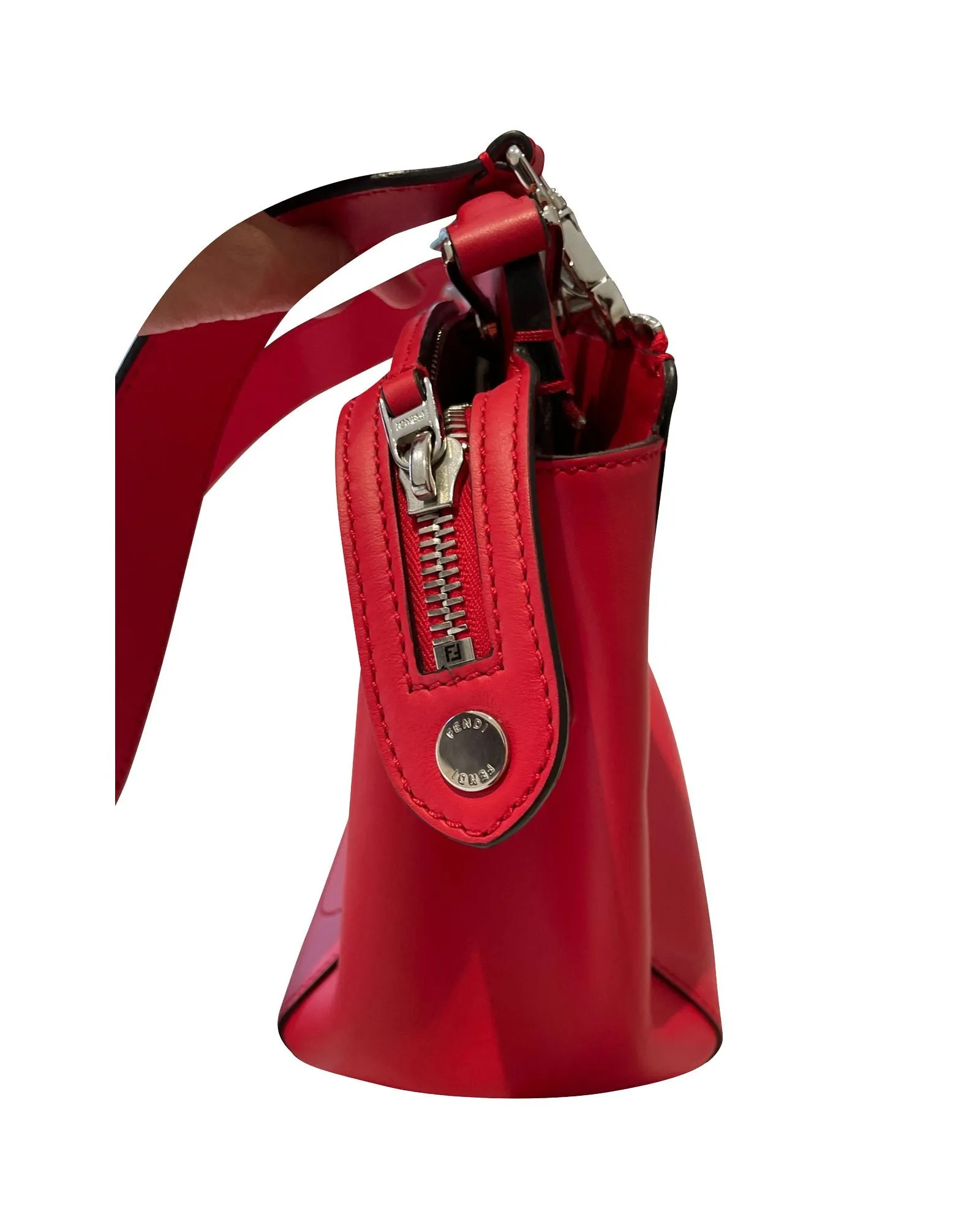 Fendi Dotcom Shoulder Bag in Red Leather