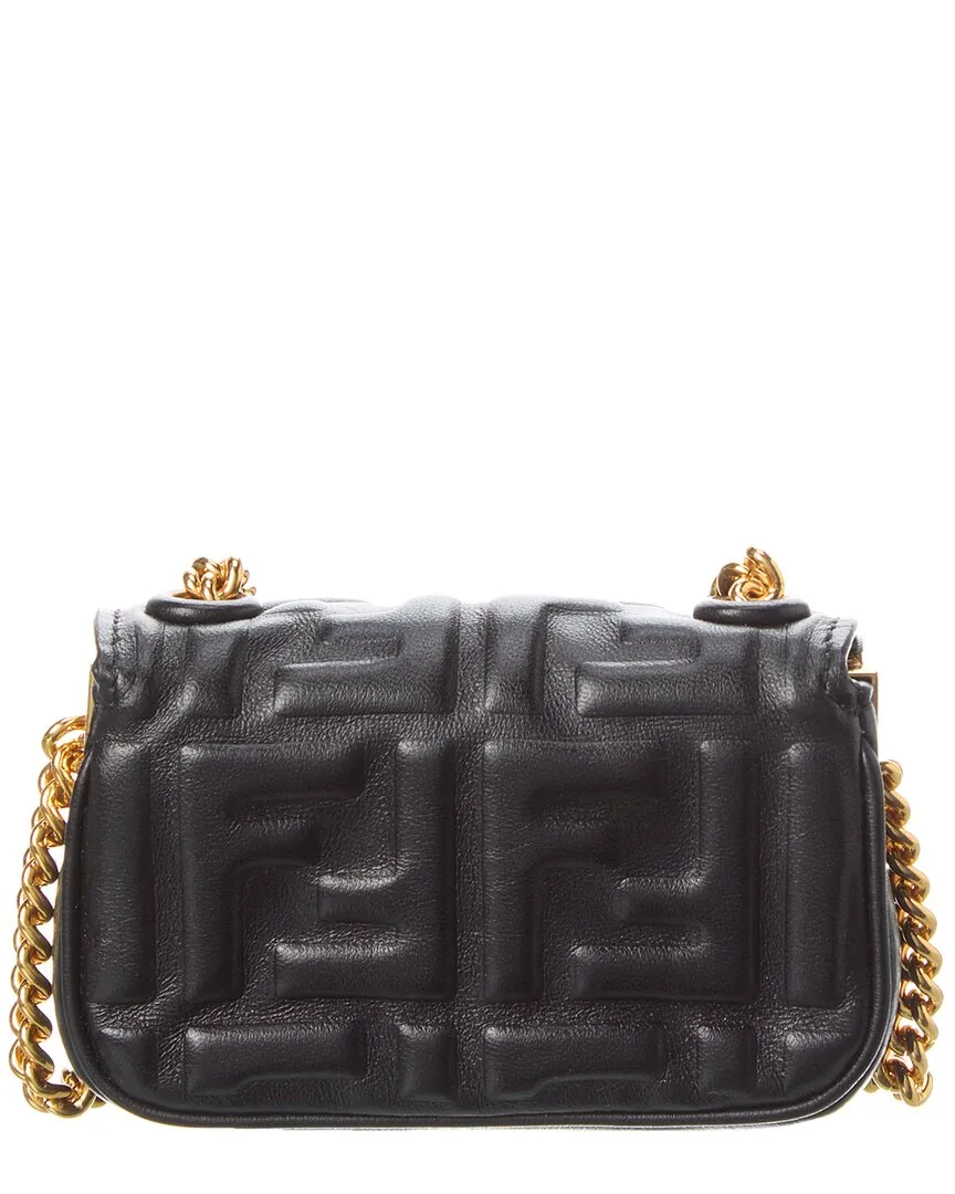 FENDI FF Logo Leather Shoulder Bag