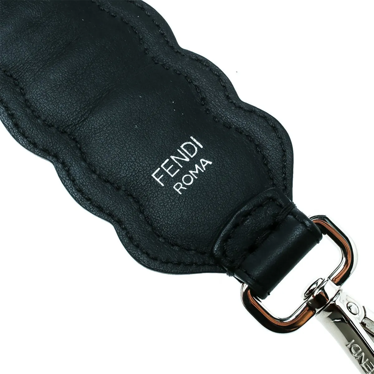 Fendi Strap You Black Pearl Leather Snakeskin Trim Sequin Shoulder Strap 8AV077