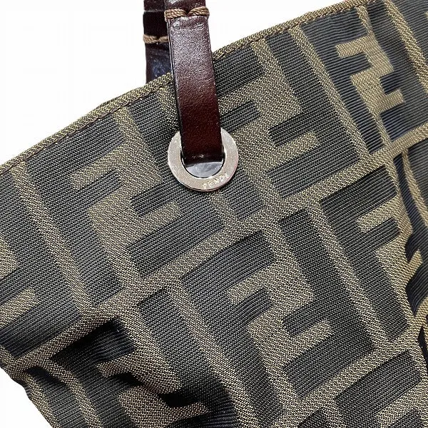Fendi Zucca Canvas Leather Tote Bag