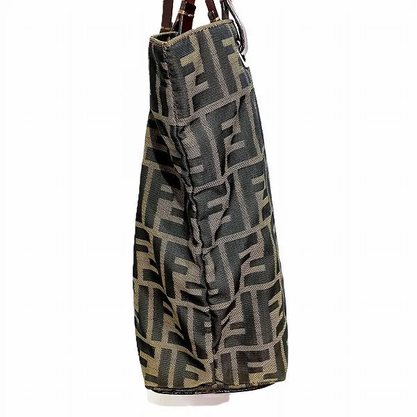 Fendi Zucca Canvas Leather Tote Bag