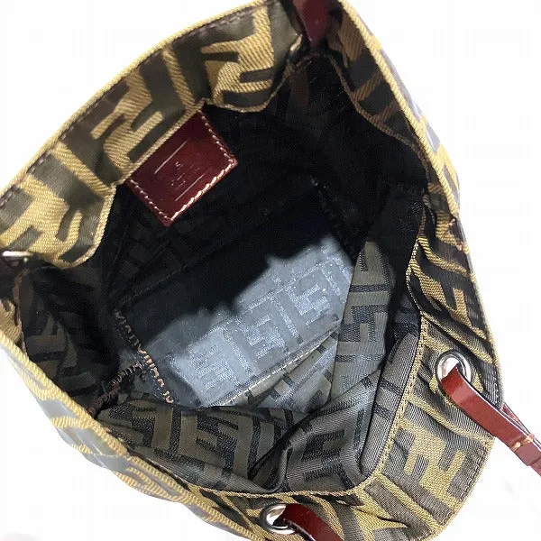 Fendi Zucca Canvas Leather Tote Bag