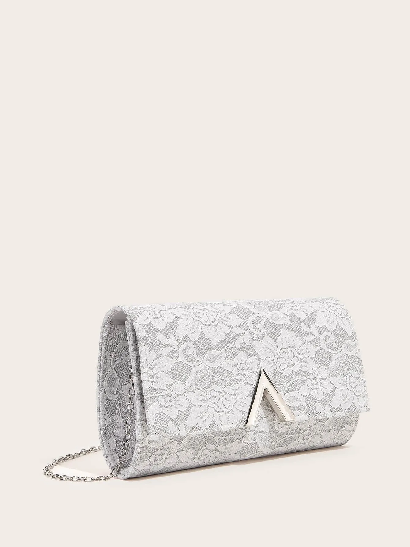 Floral Pattern V Cut Clutch Bag
