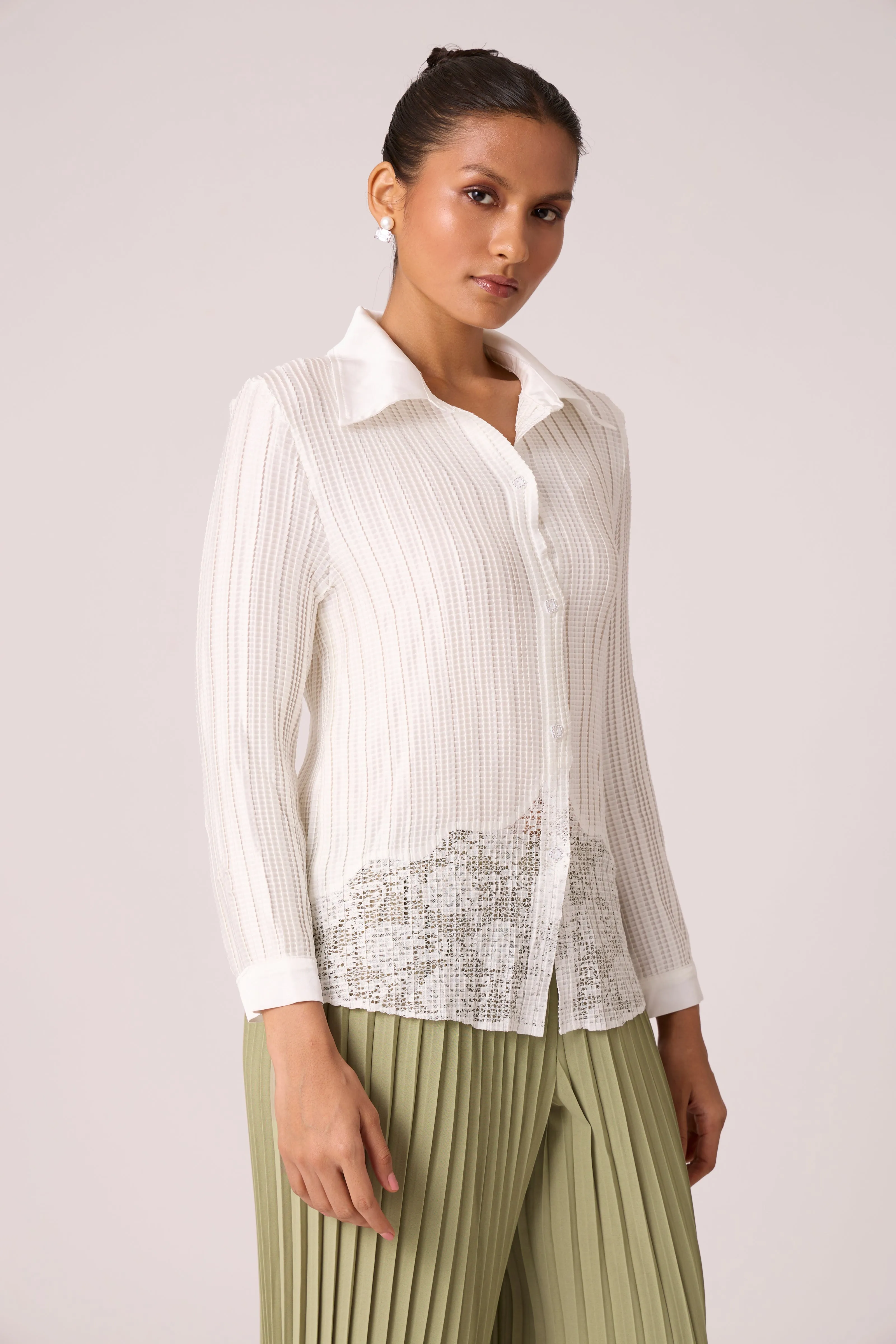 Gaby Satin Shirt - White