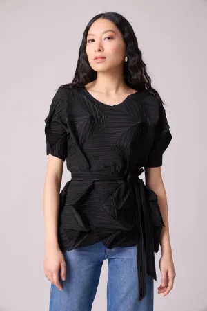 Gia 3D Pleated Top - Black