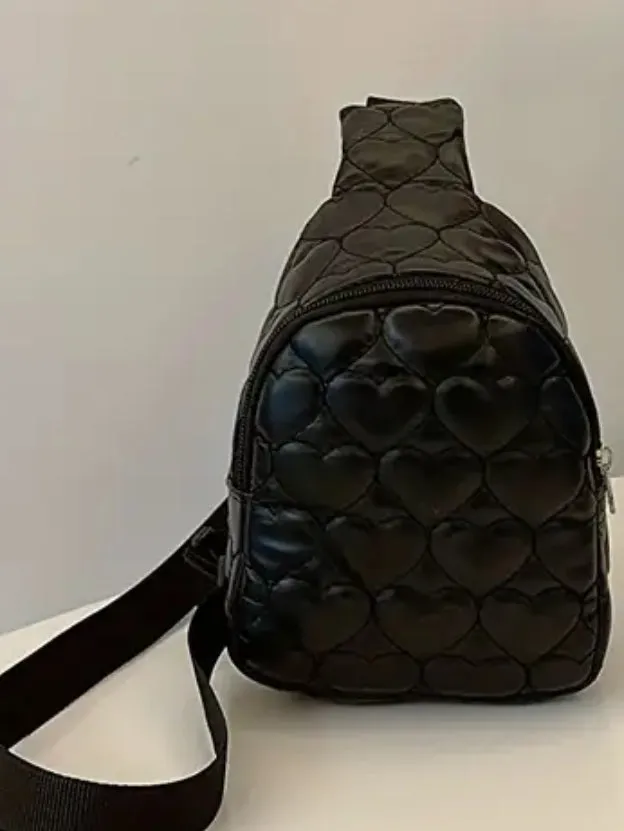 Girls Heart Sling Bag ☆black or pink