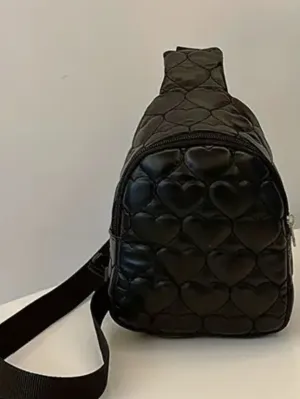 Girls Heart Sling Bag ☆black or pink