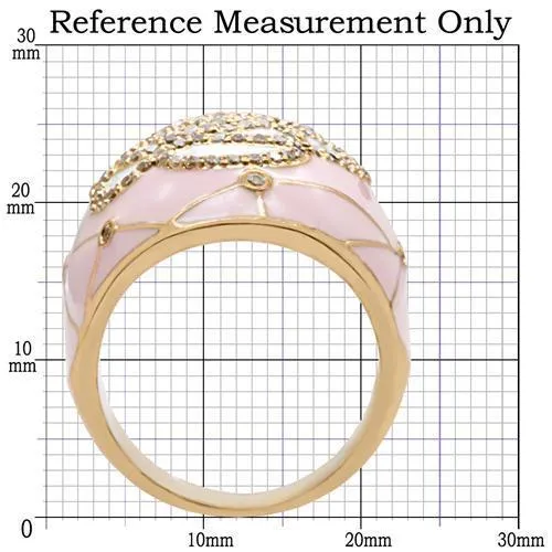 Gold Brass Ring with AAA Grade CZ in Clear for Women Style 1W098