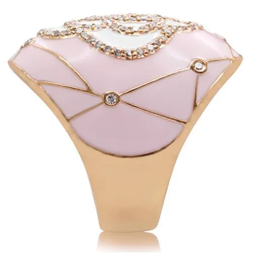 Gold Brass Ring with AAA Grade CZ in Clear for Women Style 1W098