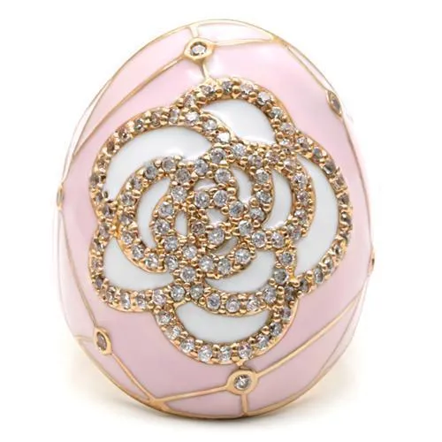 Gold Brass Ring with AAA Grade CZ in Clear for Women Style 1W098
