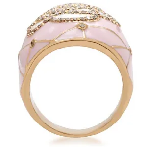 Gold Brass Ring with AAA Grade CZ in Clear for Women Style 1W098