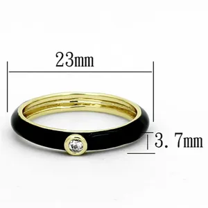 Gold Brass Ring with AAA Grade CZ in Clear for Women Style LOA896