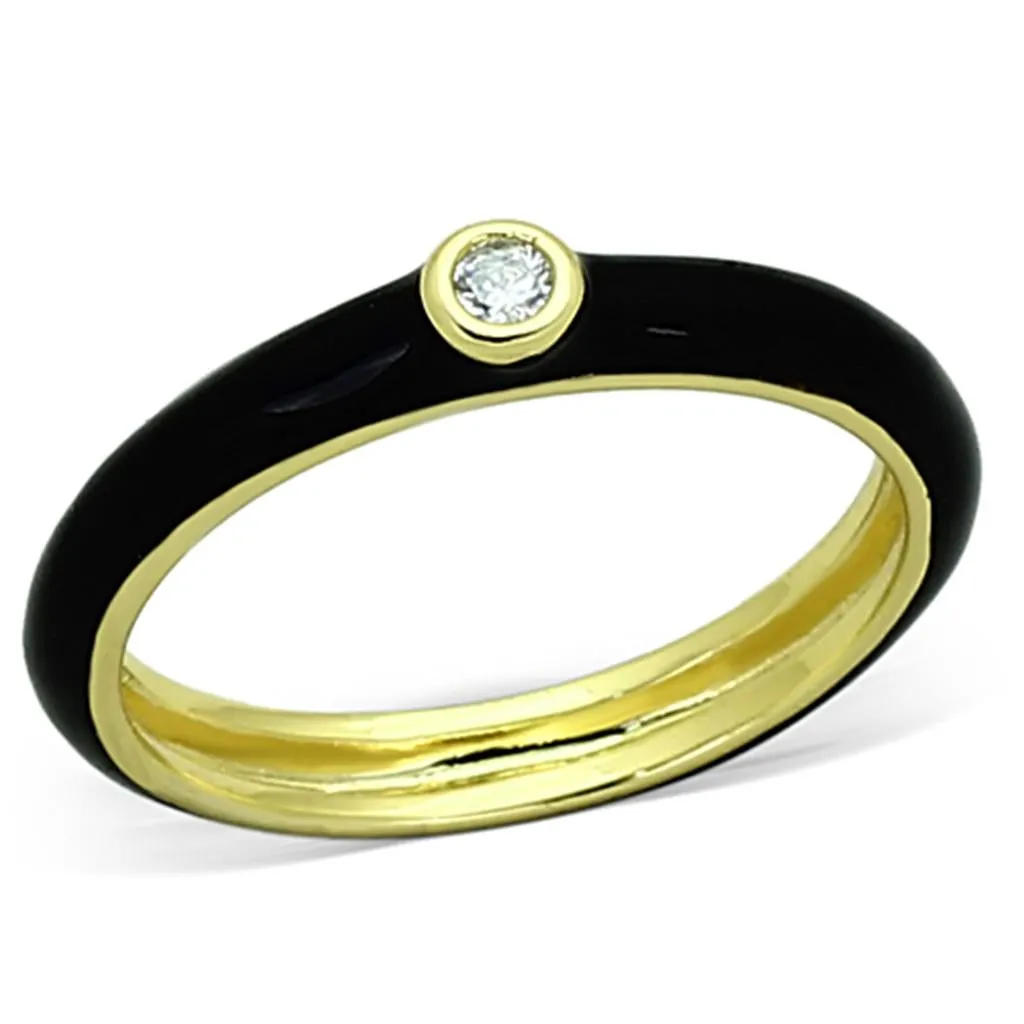 Gold Brass Ring with AAA Grade CZ in Clear for Women Style LOA896