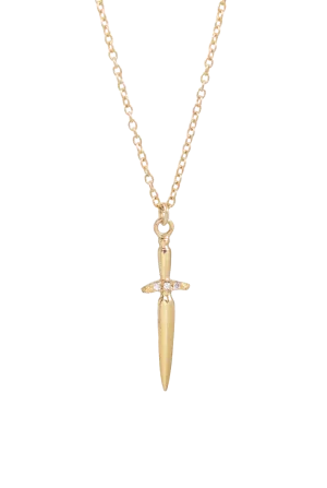 Gold Pixie Dagger Necklace with Diamond