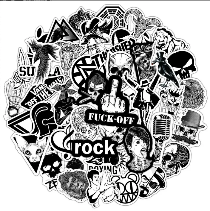 Gothic Monochrome Skull Stickers