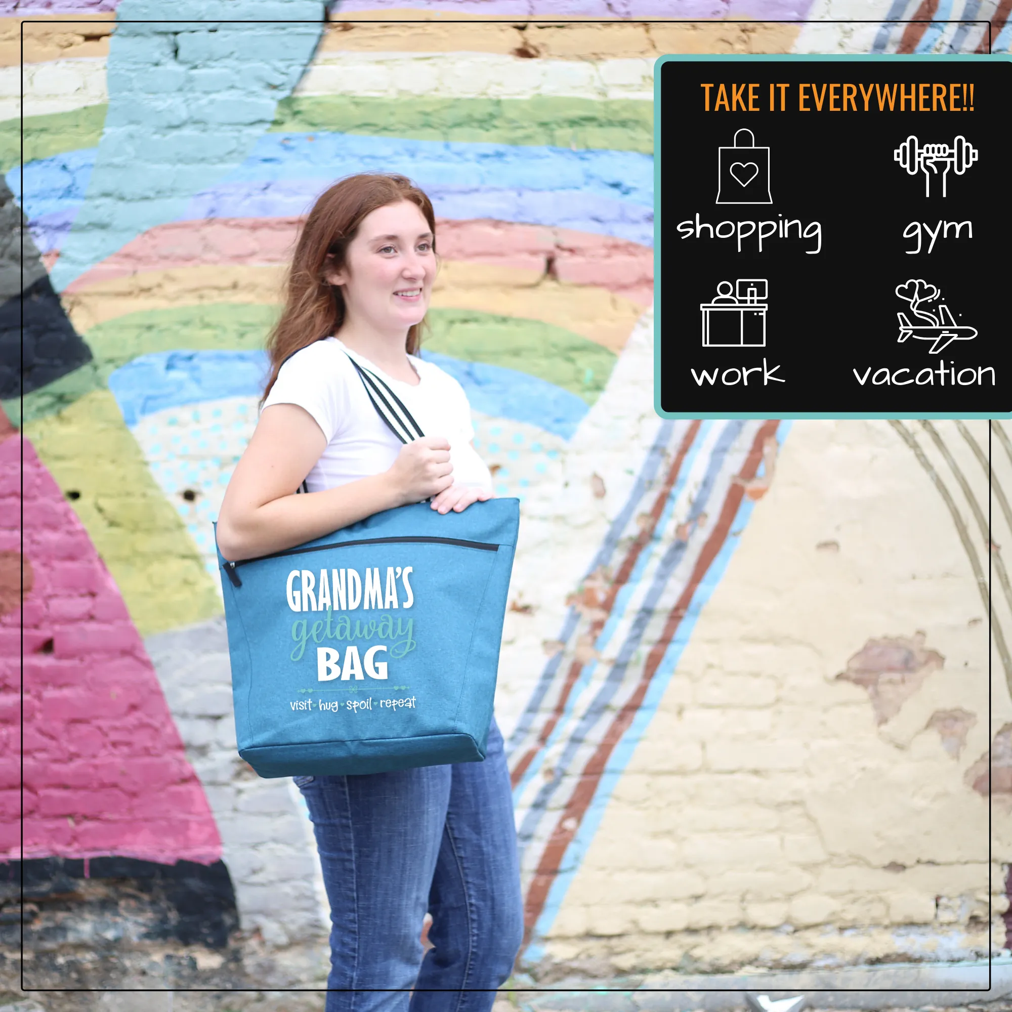 Grandma's Getaway Teal Lexie Tote Bag for Grandmothers