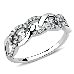 High polished (no plating) Stainless Steel Ring with AAA Grade CZ in Clear for Women Style DA163