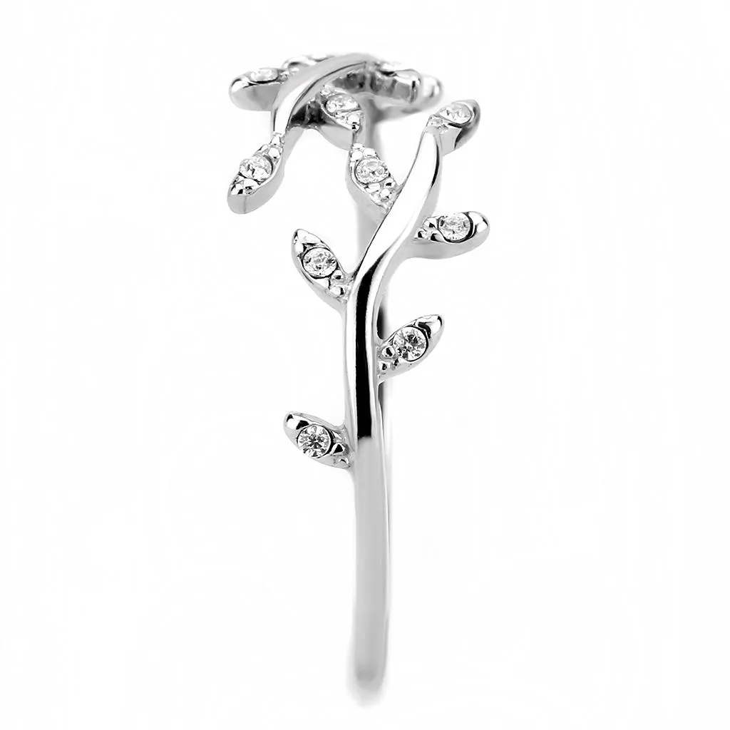 High polished (no plating) Stainless Steel Ring with AAA Grade CZ in Clear for Women Style DA266