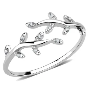 High polished (no plating) Stainless Steel Ring with AAA Grade CZ in Clear for Women Style DA266
